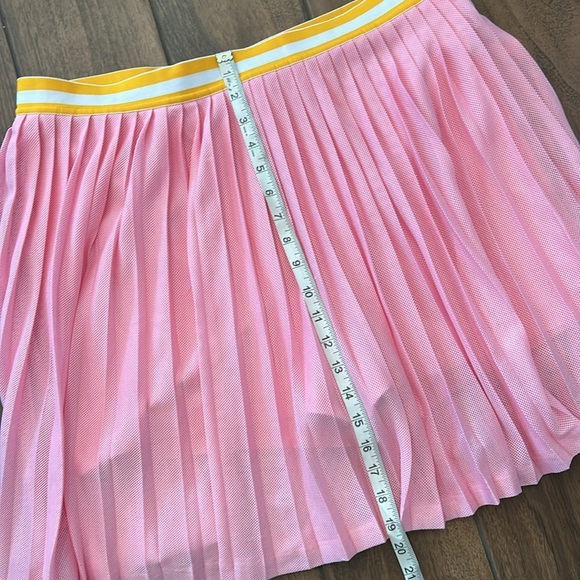 JCrew pink mesh golf skirt/shorts w/ gold&white striped waist XL great condition - Picture 3 of 8